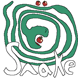 Snake eating apple says snake in front, no planet behind him.